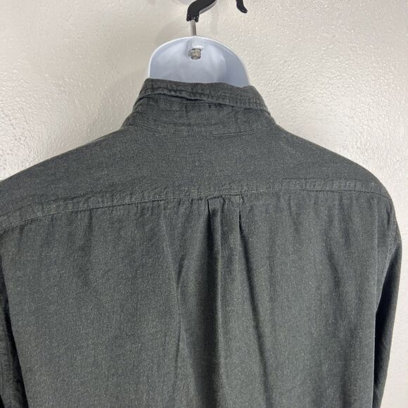 J Crew Button Down Shirt Men Large Grey Brushed Twill Slim Cotton Long Sleeve - Picture 9 of 12
